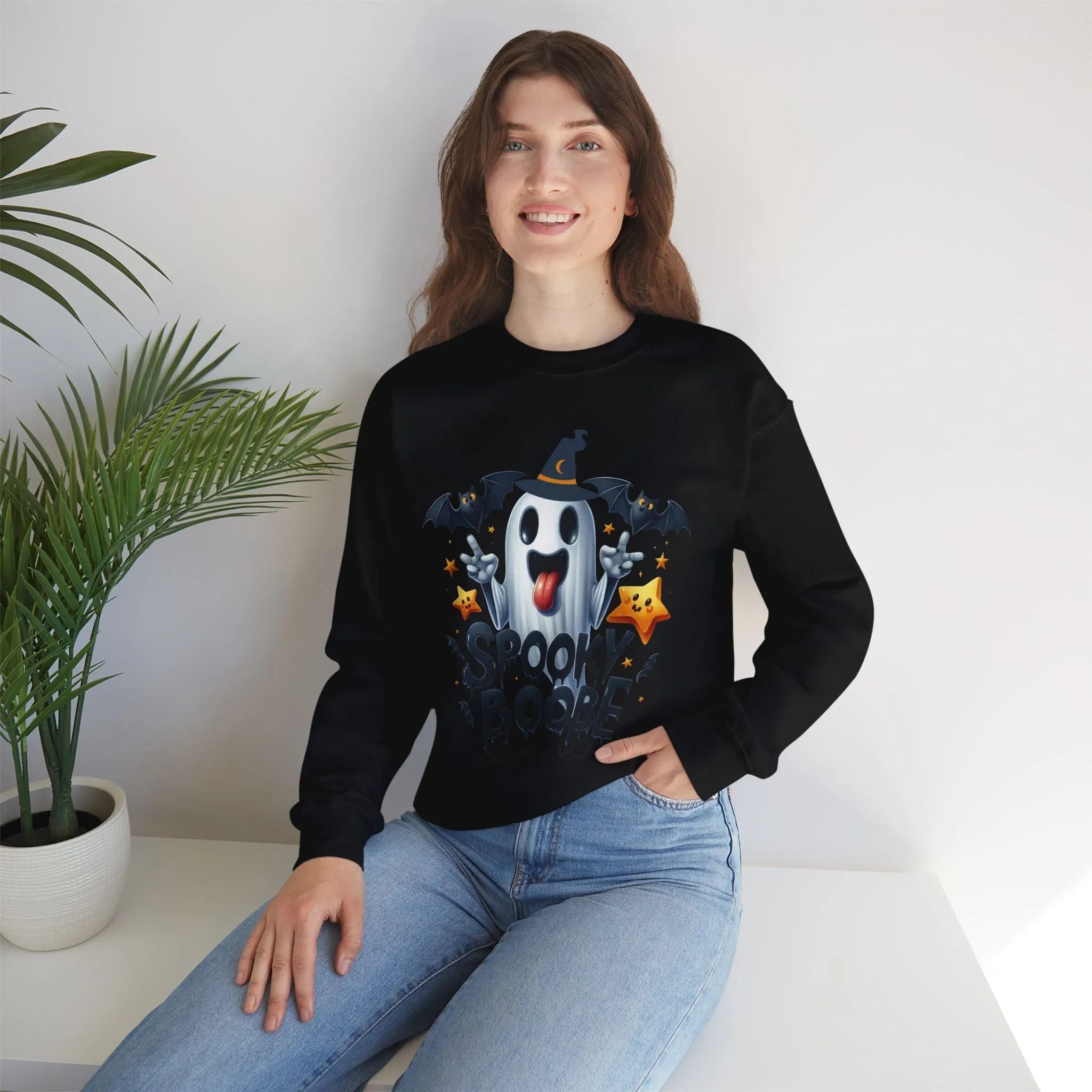 Spooky Halloween Sweatshirt - Unisex Heavy Blend Crewneck, halloween sweatshirt, cute spooky cat sweatshirt.