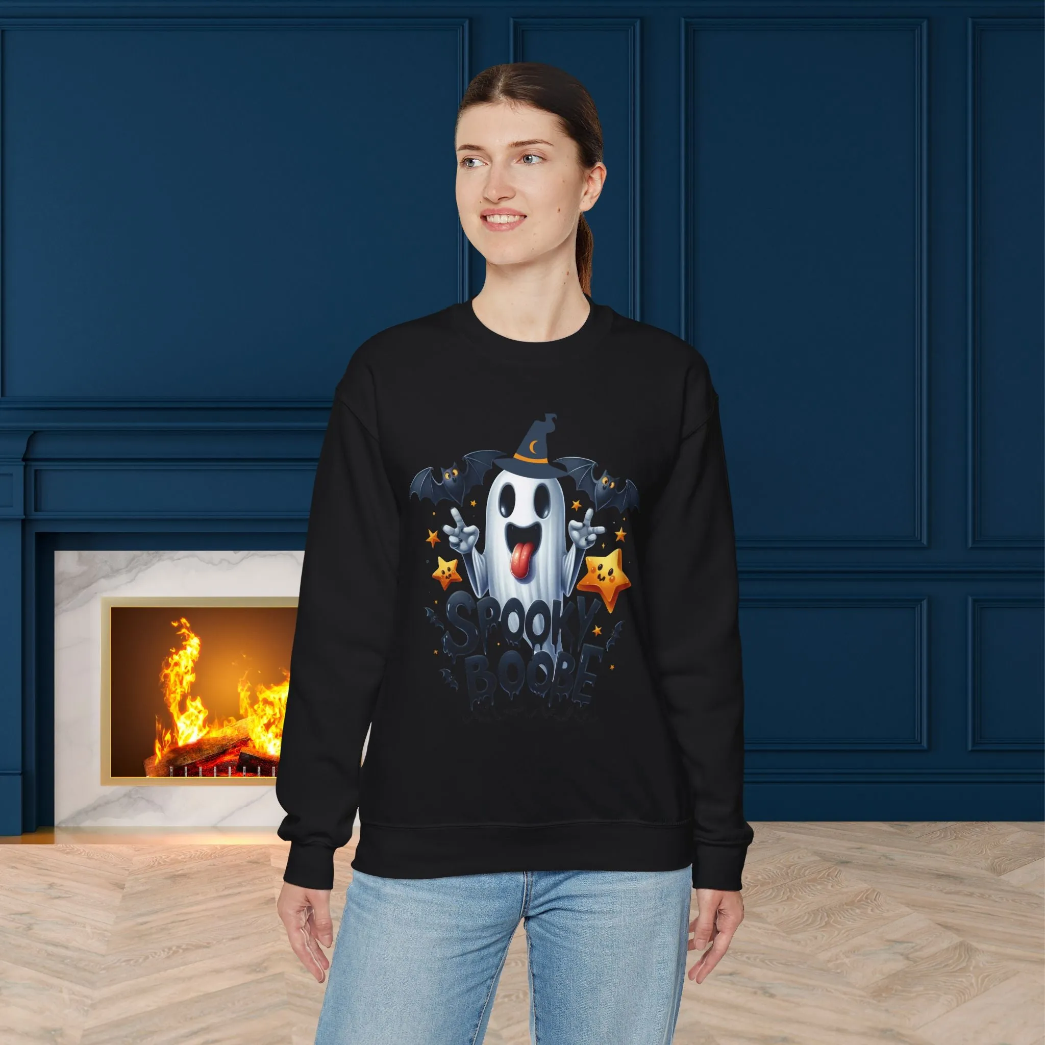 Spooky Halloween Sweatshirt - Unisex Heavy Blend Crewneck, halloween sweatshirt, cute spooky cat sweatshirt.