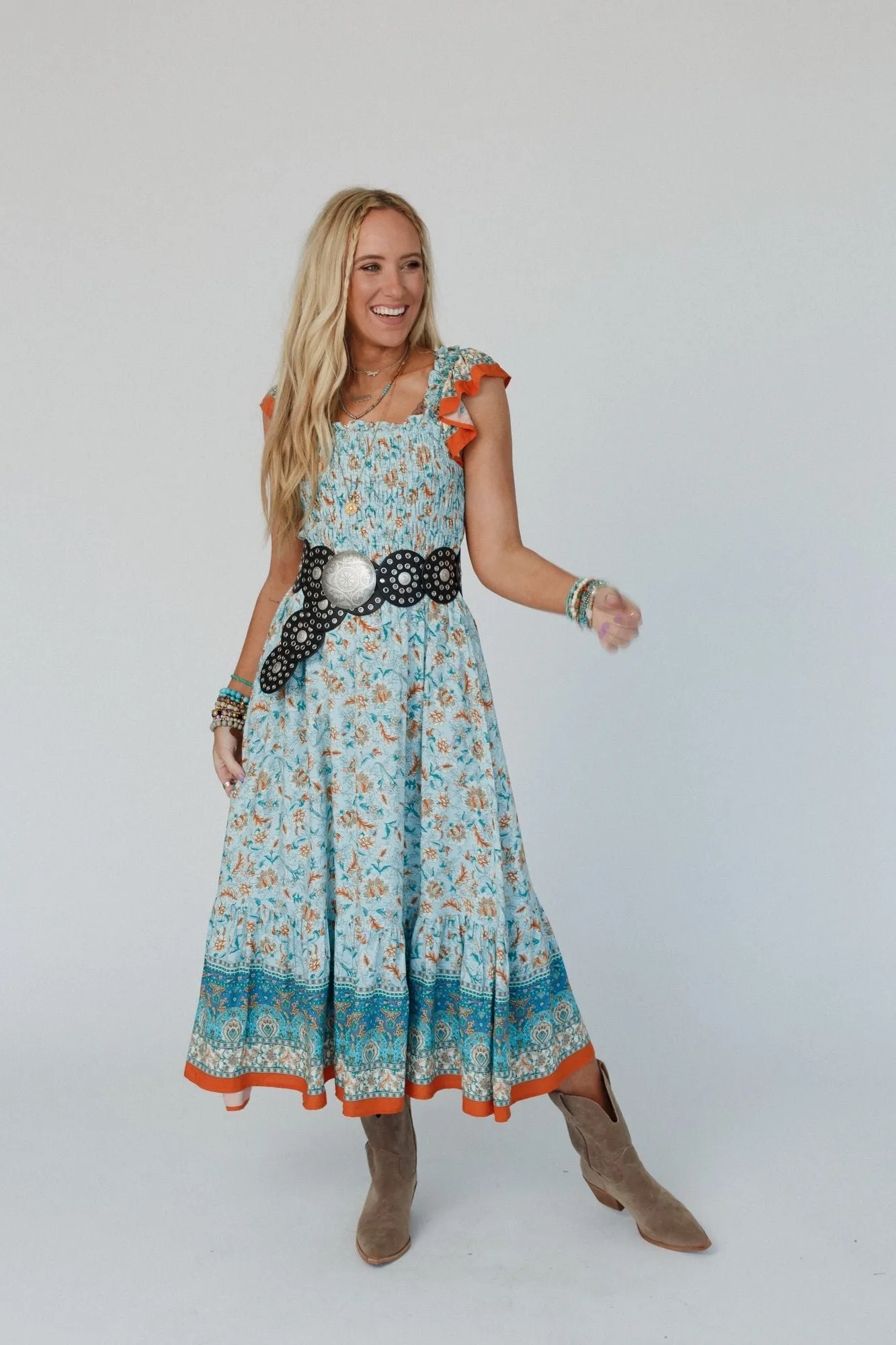 Spring Garden Maxi Dress - Camel Multi