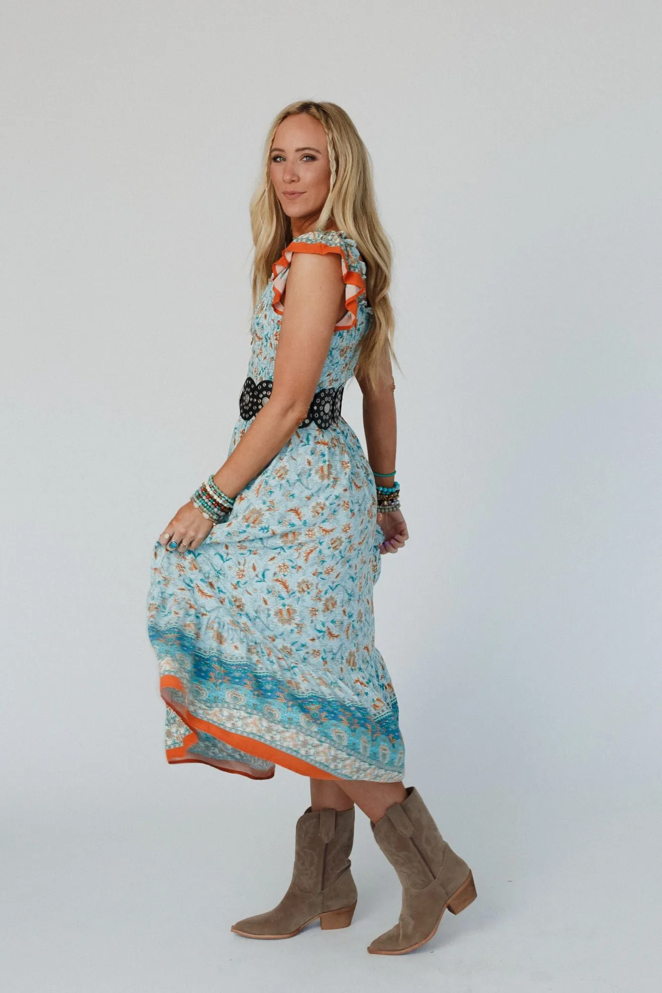 Spring Garden Maxi Dress - Camel Multi