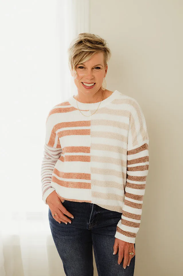 Stripe Blocked Slouchy Sweater