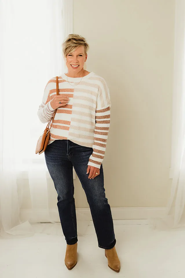 Stripe Blocked Slouchy Sweater