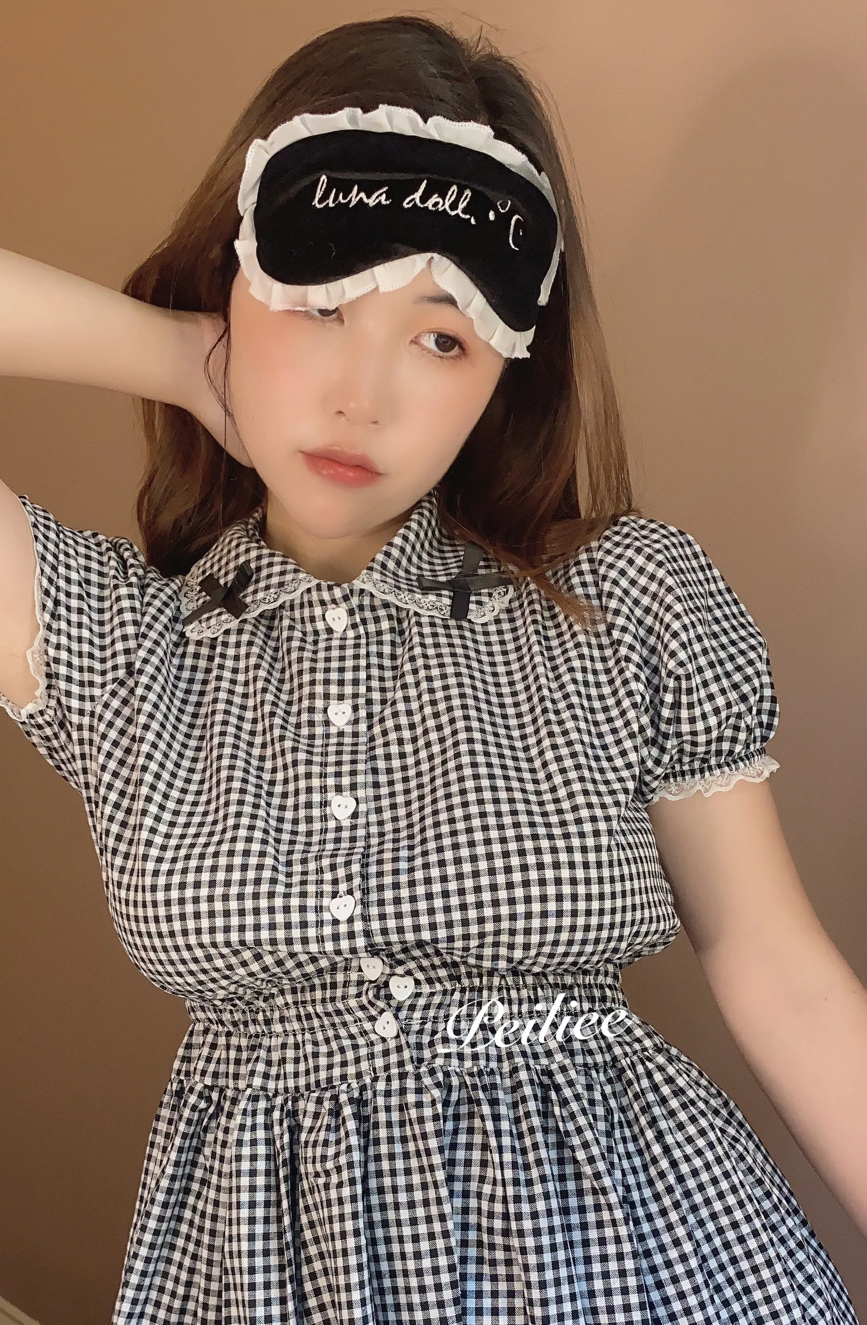 Sweden Warehouse [By Peiliee] Afternoon Tea At Tiffany Gingham Babydoll Mini Dress Lolita 1997 style