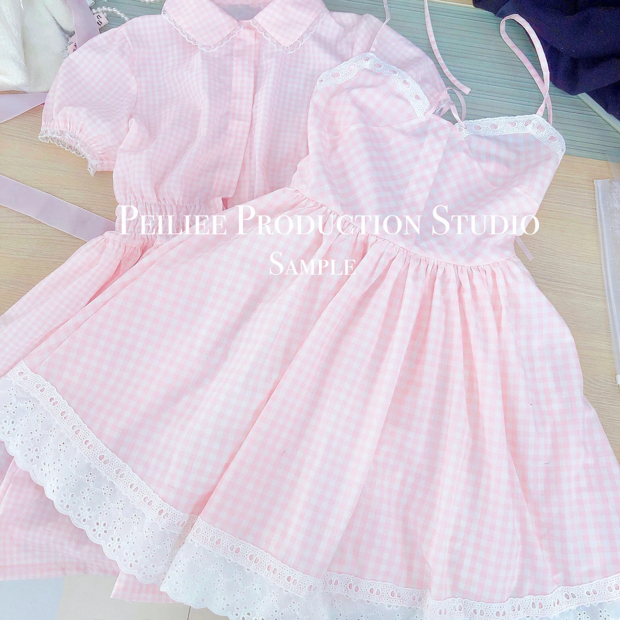 Sweden Warehouse [By Peiliee] Afternoon Tea At Tiffany Gingham Babydoll Mini Dress Lolita 1997 style