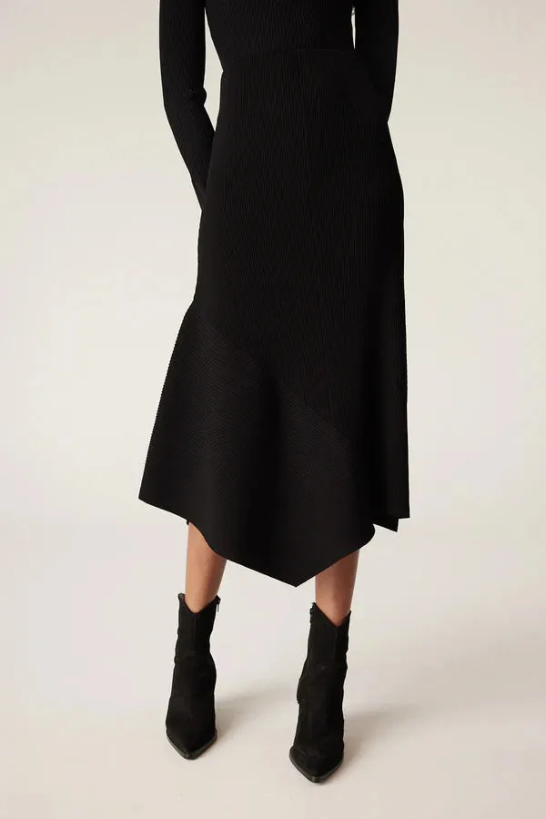 SYLVIE CREPE RIB SKIRT | Black