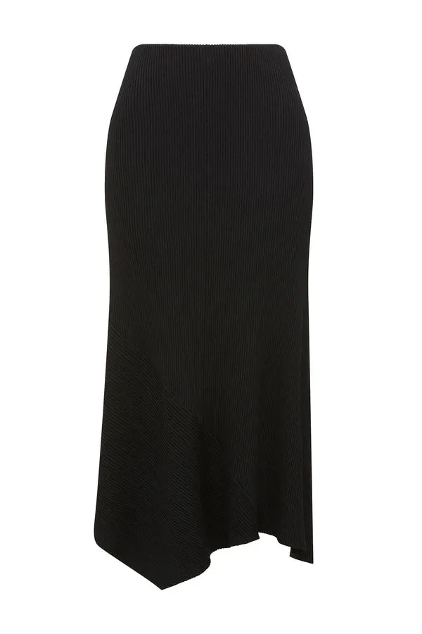 SYLVIE CREPE RIB SKIRT | Black