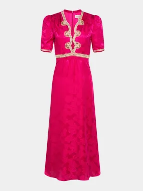 Tabitha Dress in Bright Azalea Ornate