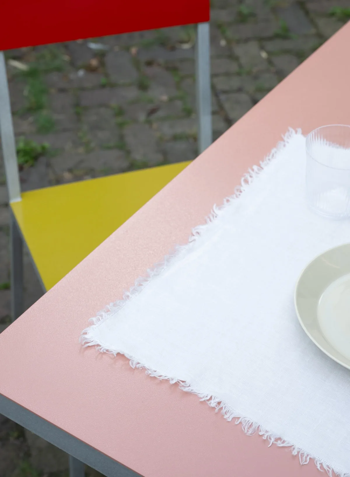 Table Napkin with Fringes, Off White - Linge Particulier