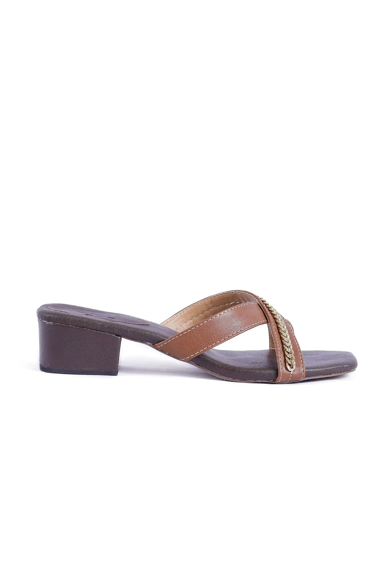 Tan Brown Criss Cross Cruelty-Free Leather Heels