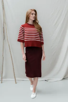 The Marinière Organic Cotton Sweater in Rich Red / Ecru