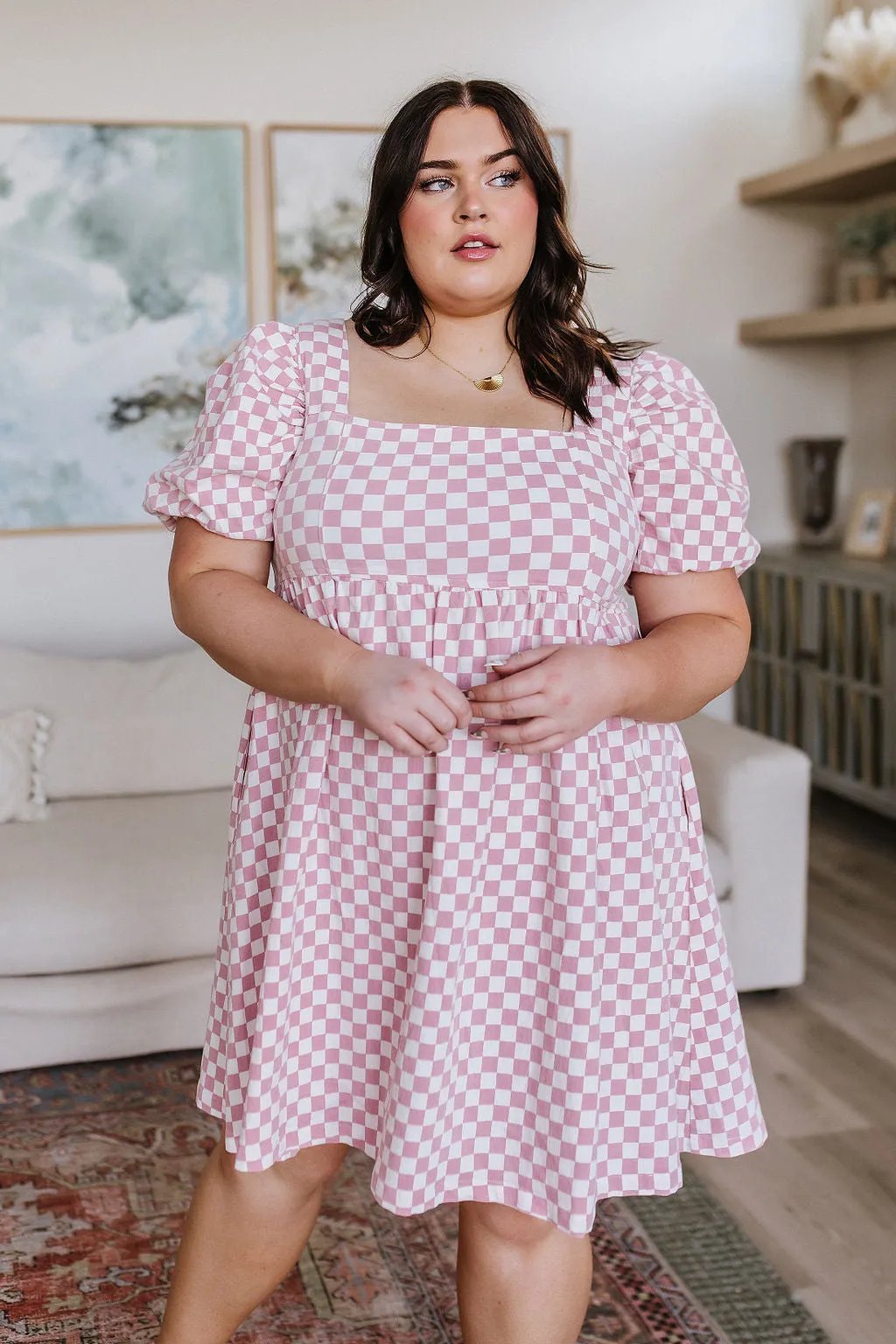 The Moment Checkered Babydoll Dress - Mittoshop