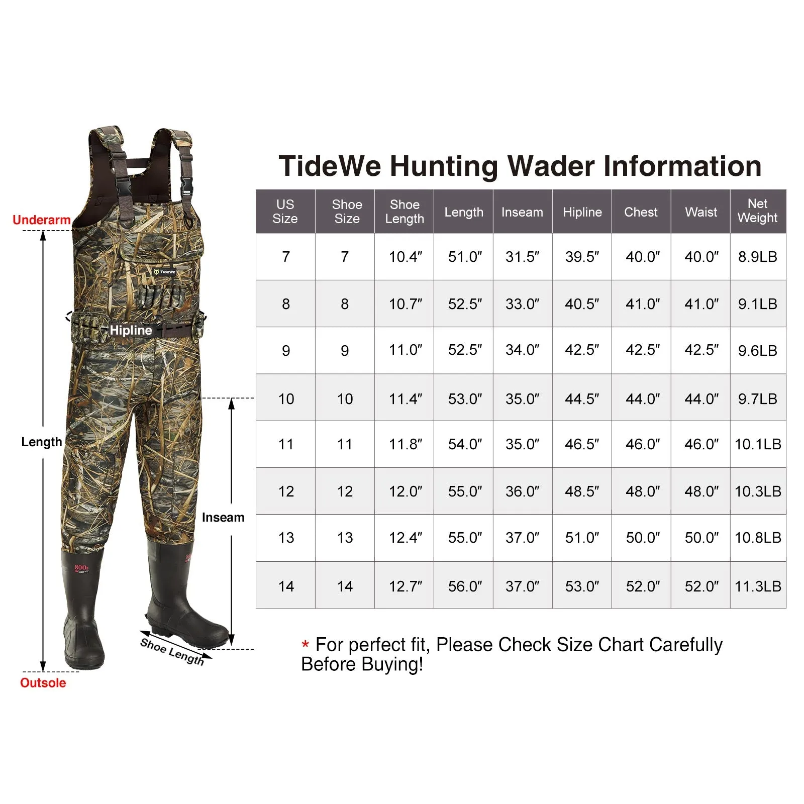 TideWe® Hunting Wader Waterfowl Wader (600G & 800G)