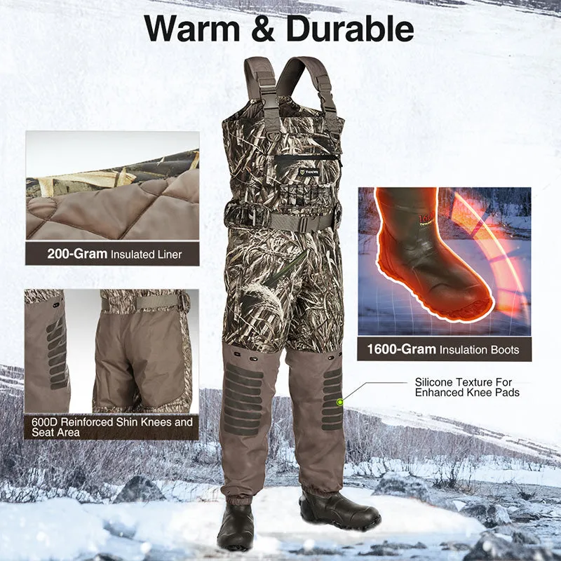 TideWe®Insulated Breathable Chest Waders 1600G Waterproof Bootfoot Duck Hunting Waders