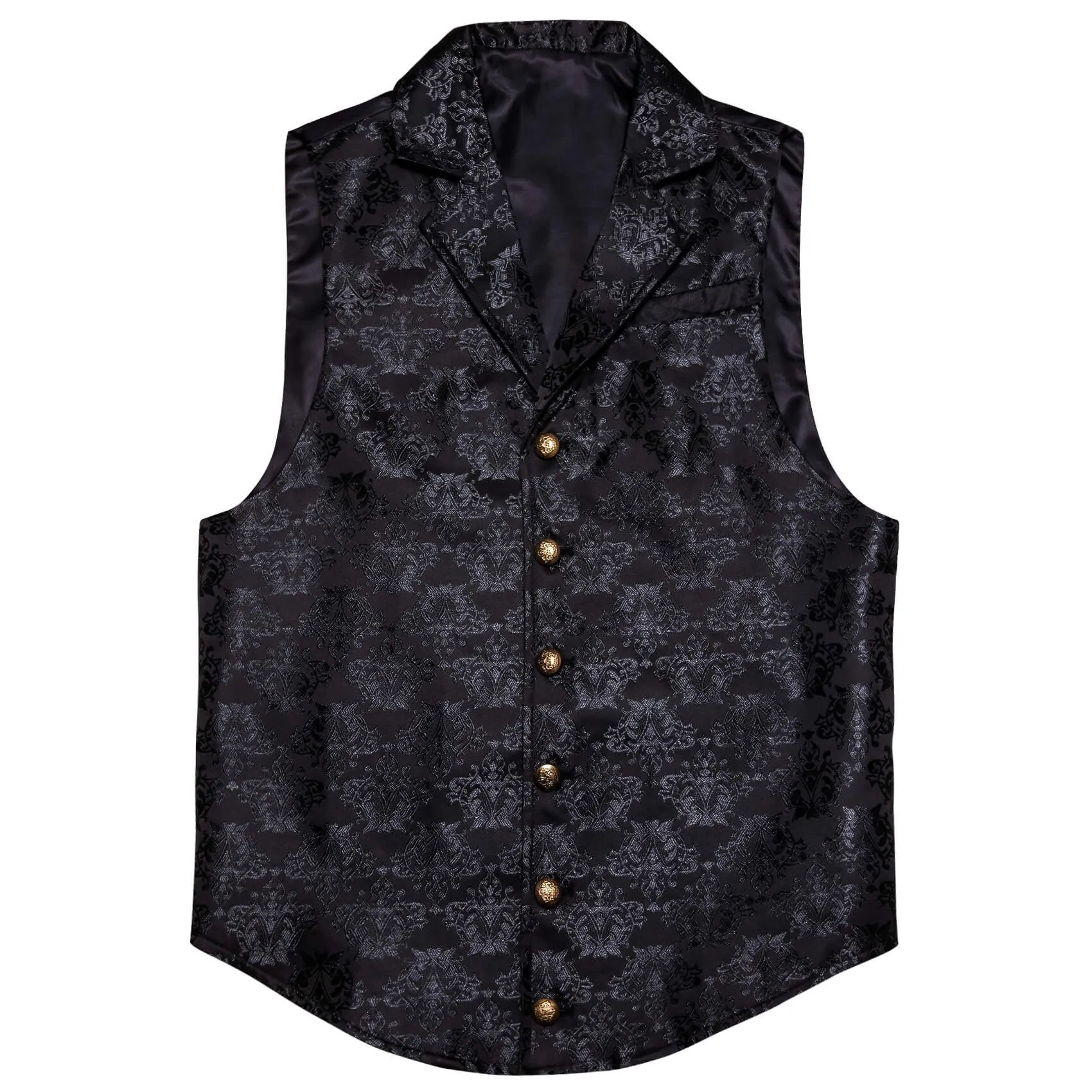 Ties2you Men's Vest Silver Black Woven Floral Silk Waistcoat Suit Vest