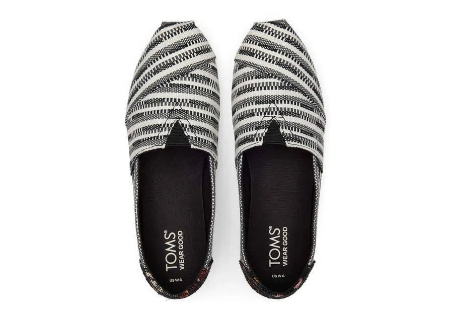 Toms Womens Alpargata Black Striped Global Woven