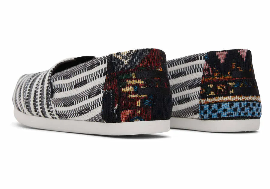 Toms Womens Alpargata Black Striped Global Woven