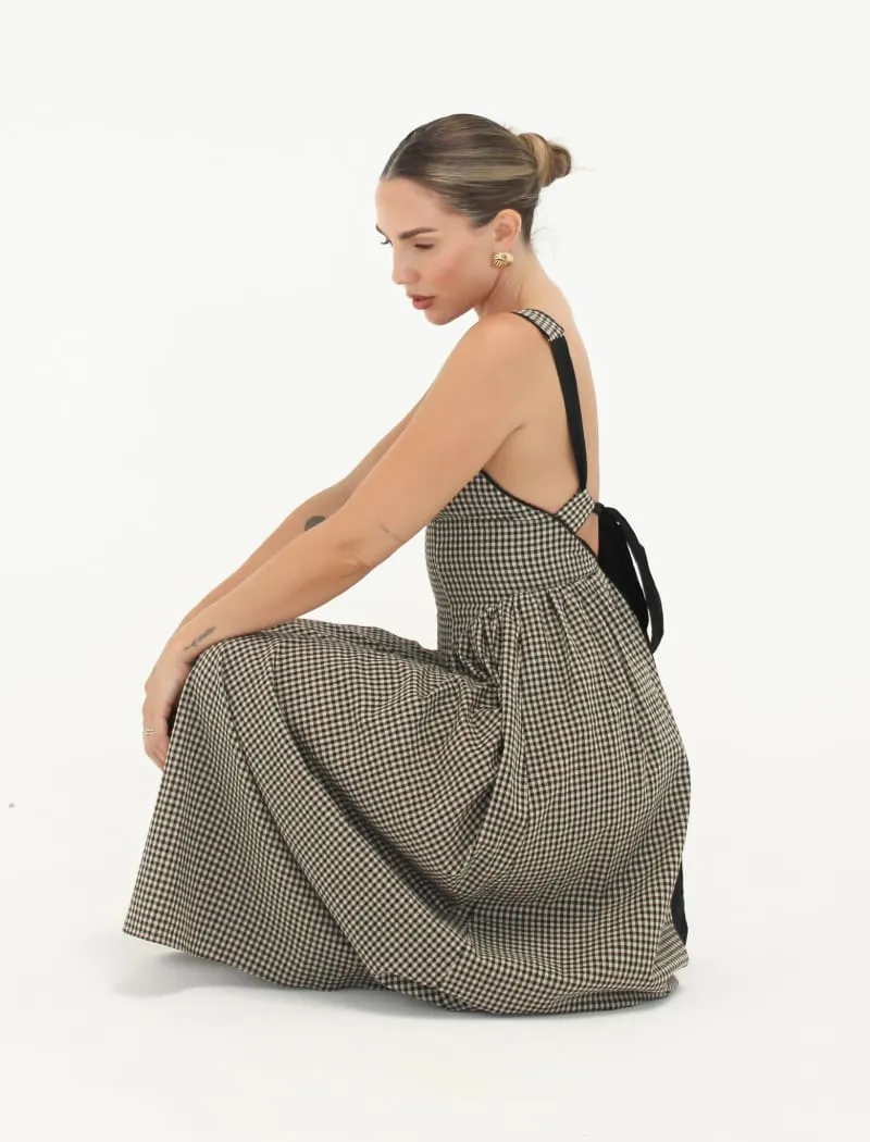 Toulouse Midi Dress | Black Gingham