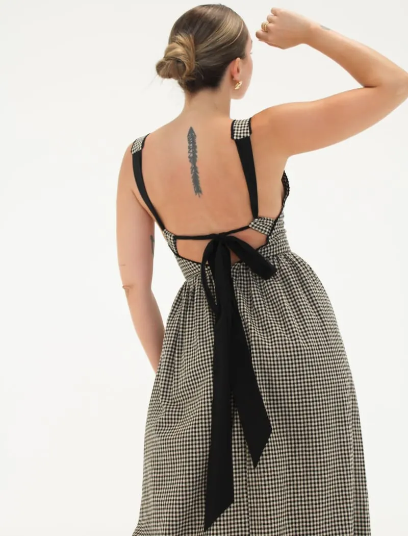 Toulouse Midi Dress | Black Gingham