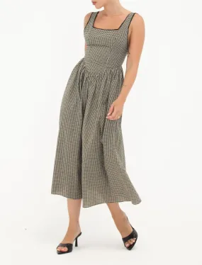 Toulouse Midi Dress | Black Gingham