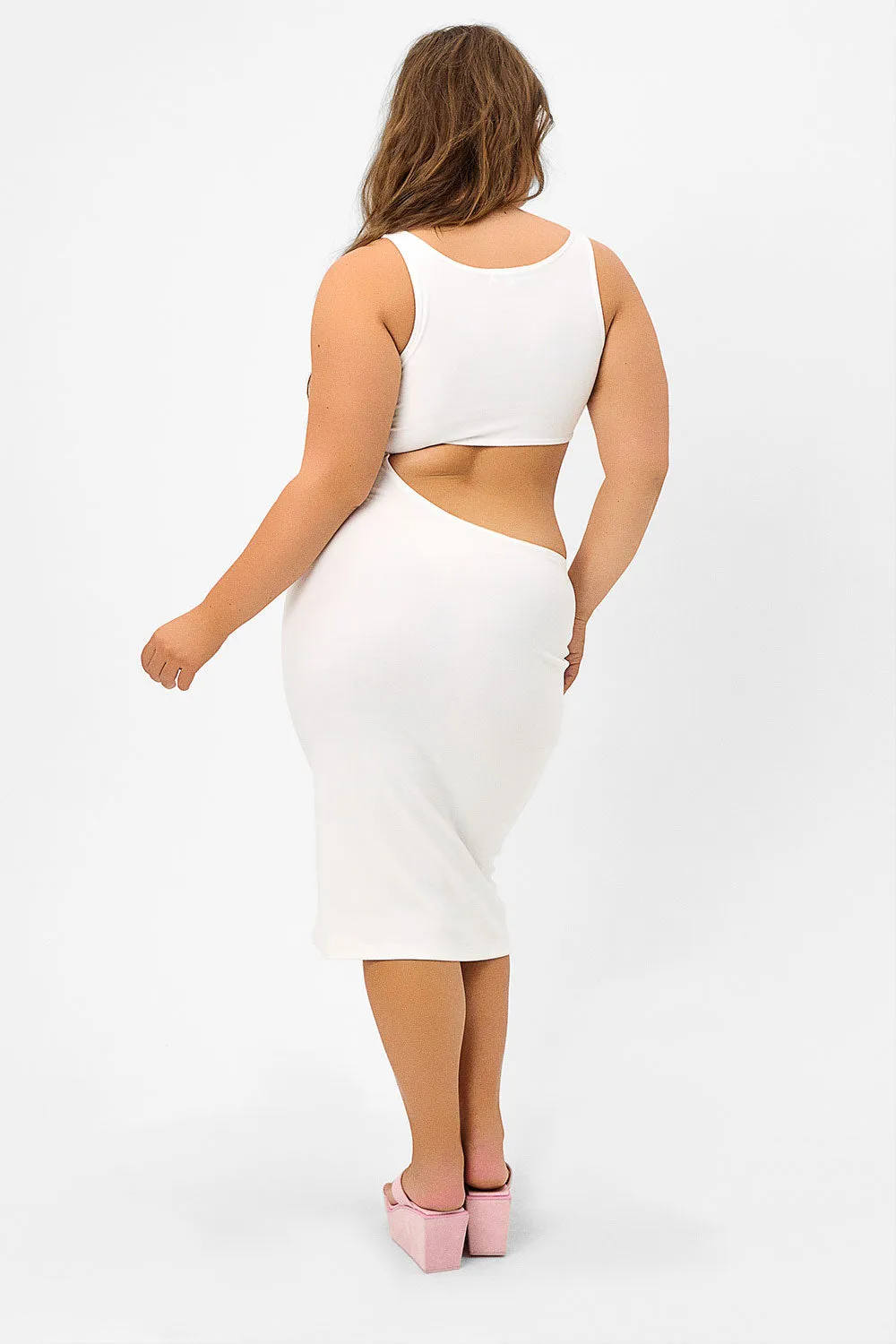 Twelve Terry High Neck Dress - White