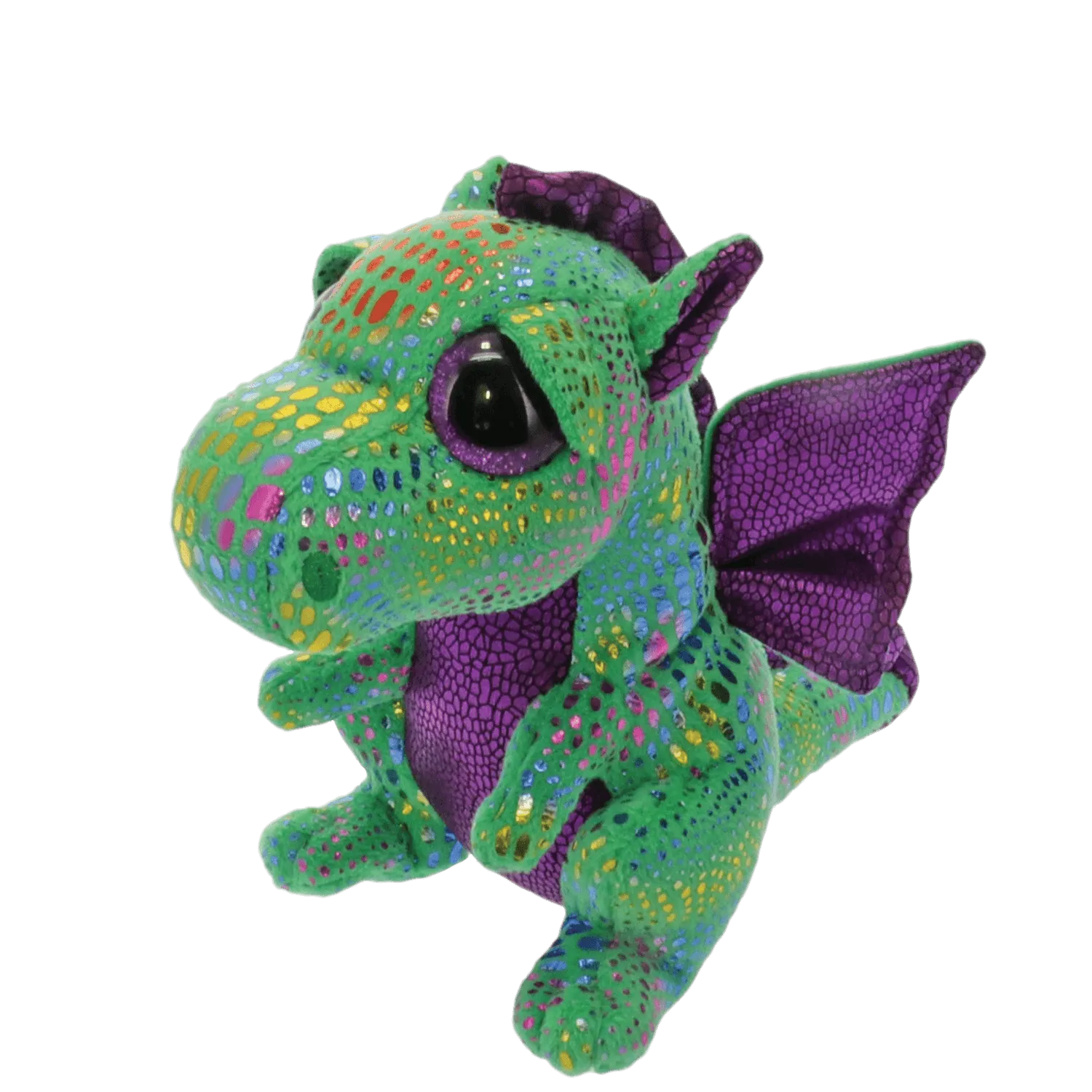 Ty Beanie Boos Cinder The Green Dragon Plush, Green/Purple Color 6"