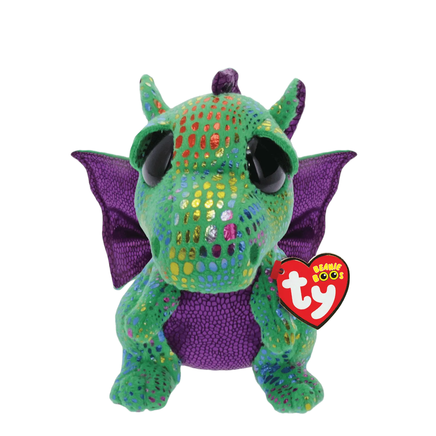 Ty Beanie Boos Cinder The Green Dragon Plush, Green/Purple Color 6"