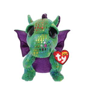 Ty Beanie Boos Cinder The Green Dragon Plush, Green/Purple Color 6"