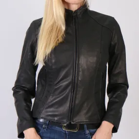 USA Made Ladies Clean Cut Leather Jacket,  JKL5003-HL