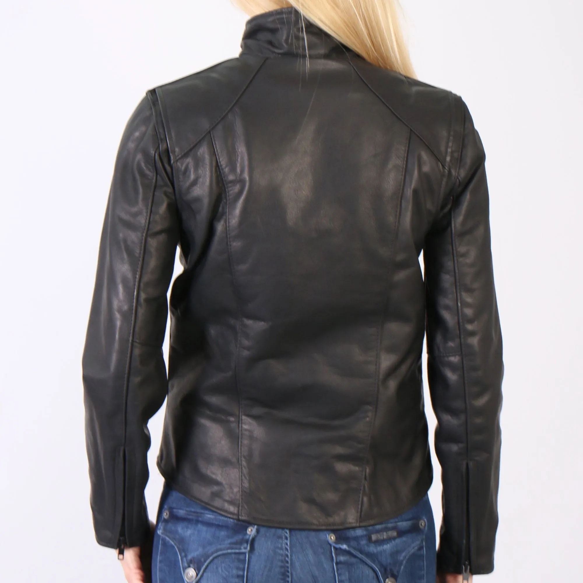 USA Made Ladies Clean Cut Leather Jacket,  JKL5003-HL