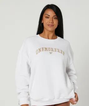 Varsity Crewneck Jumper White/Tan