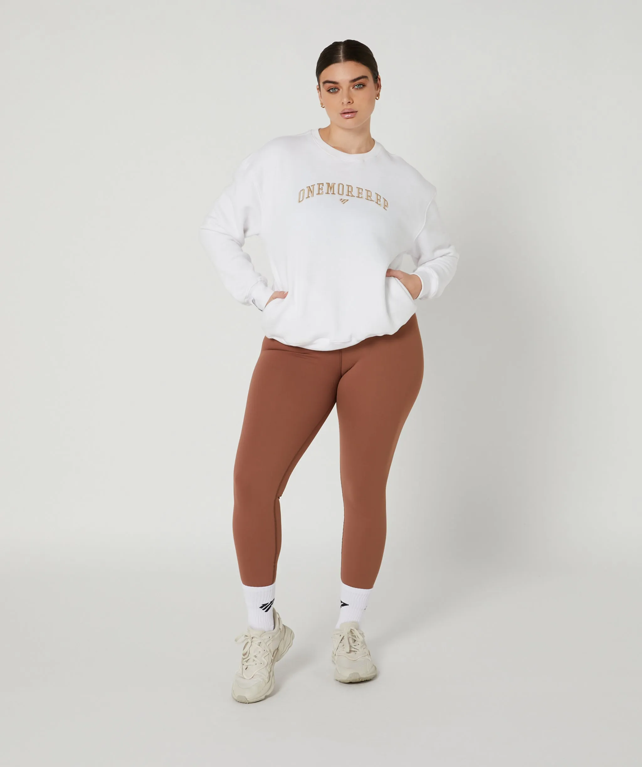 Varsity Crewneck Jumper White/Tan