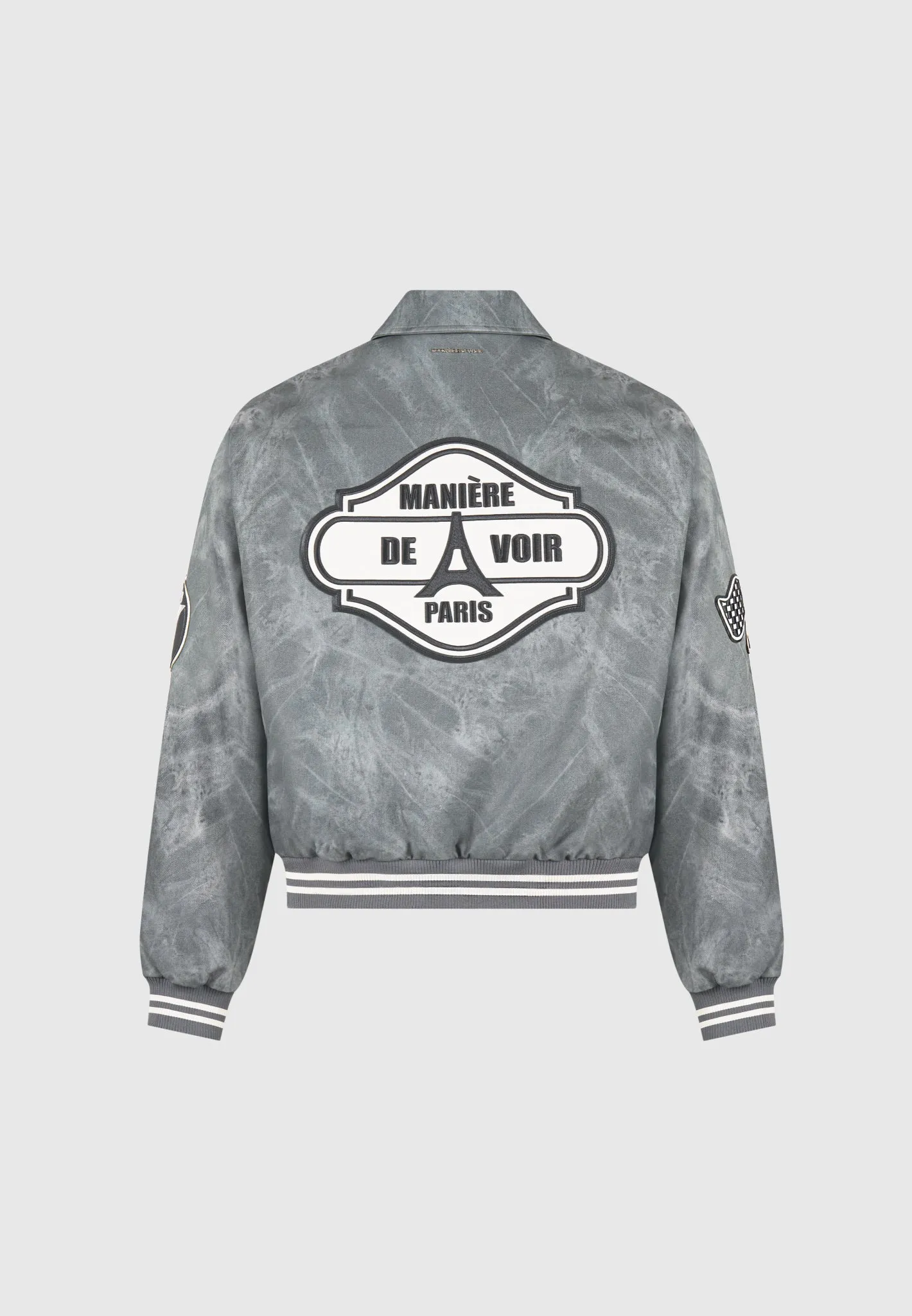 Vintage Marble Varsity Jacket - Grey