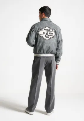 Vintage Marble Varsity Jacket - Grey