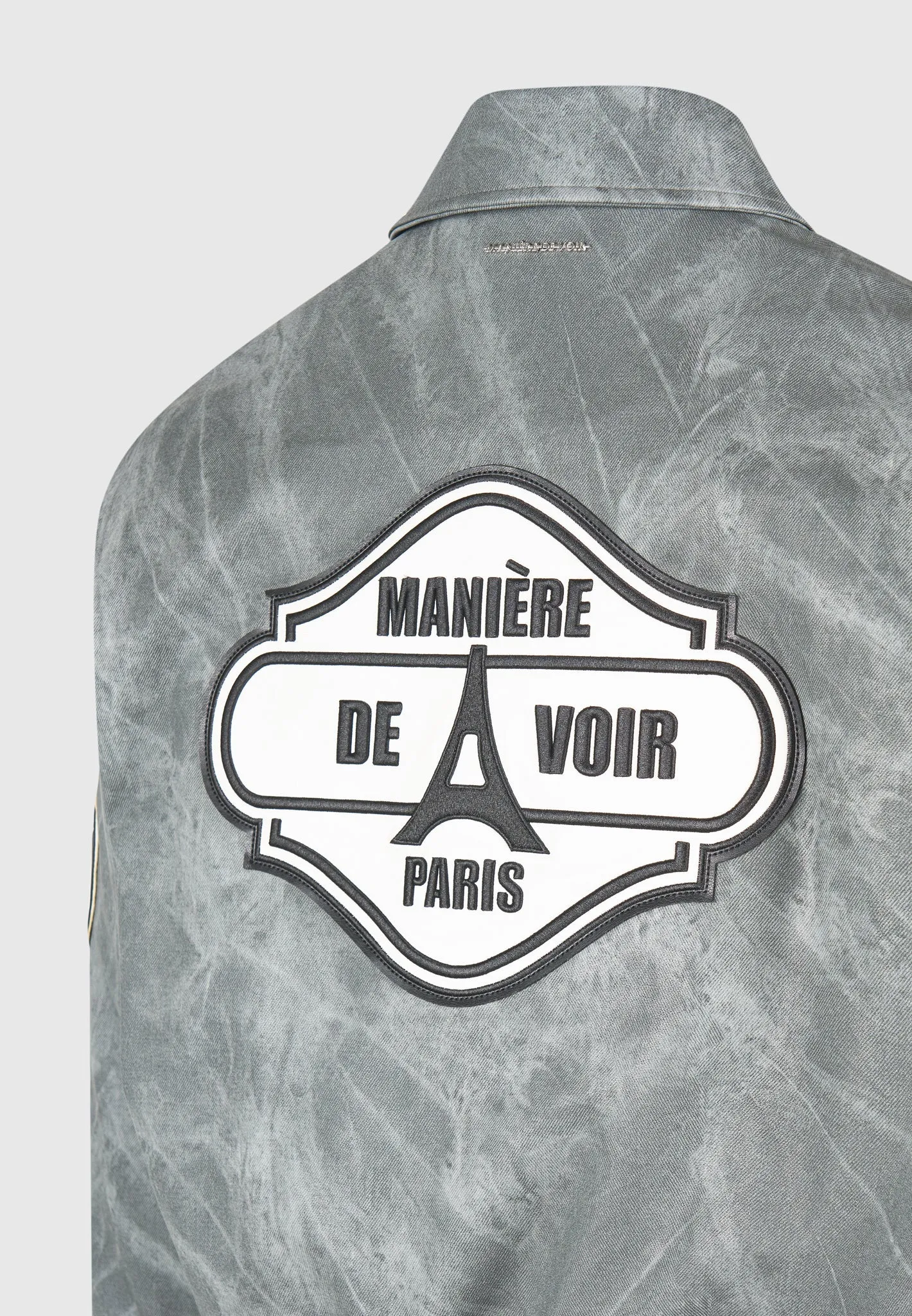 Vintage Marble Varsity Jacket - Grey