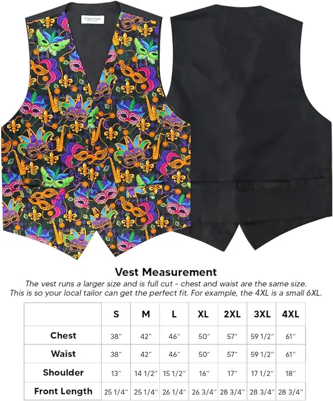 Vittorio Farina Men's Mardi Gras Satin Vest and Bow Tie Set