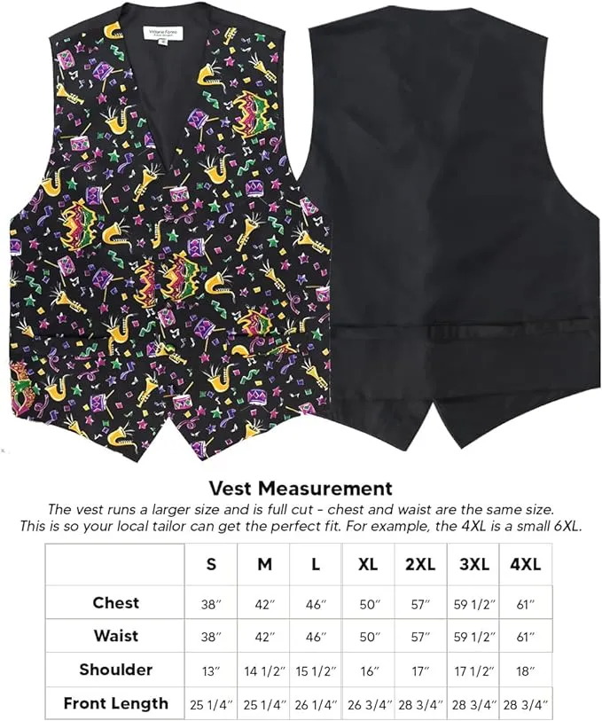 Vittorio Farina Men's Mardi Gras Satin Vest and Bow Tie Set