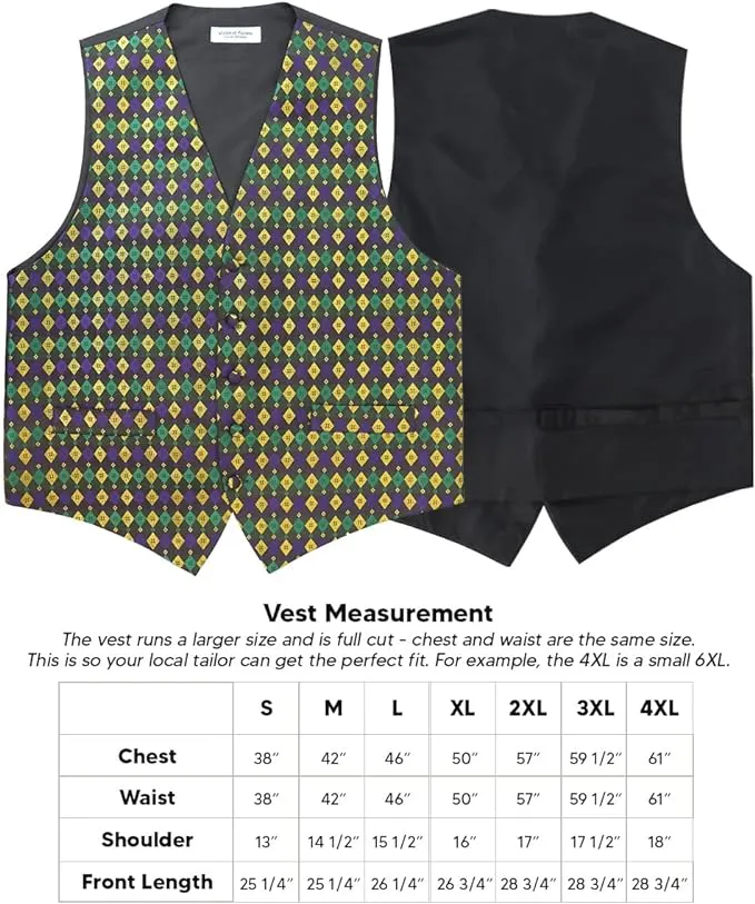 Vittorio Farina Men's Mardi Gras Satin Vest and Bow Tie Set