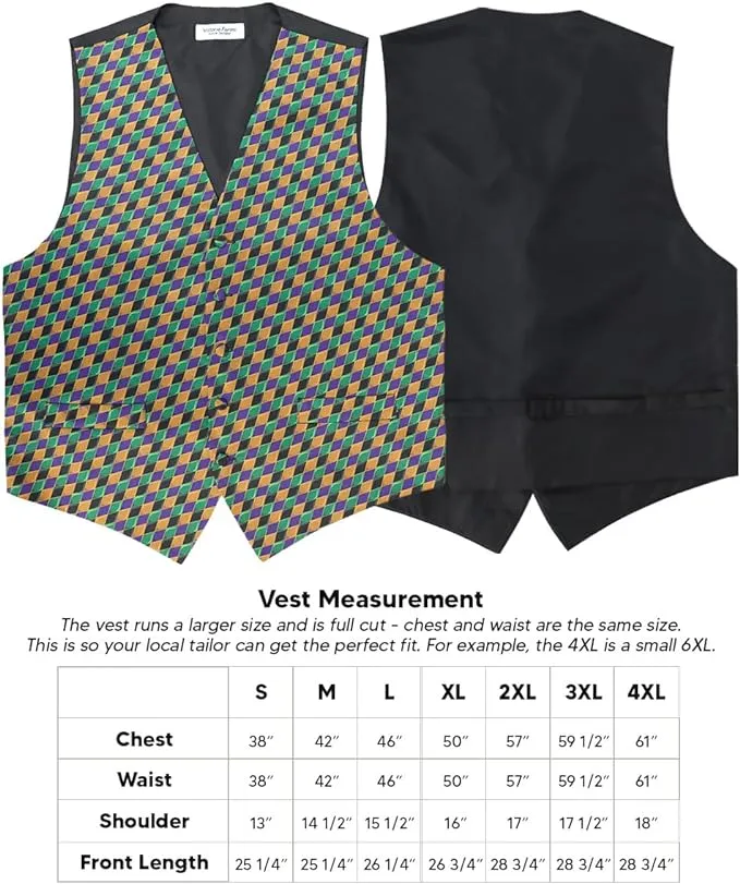 Vittorio Farina Men's Mardi Gras Satin Vest and Bow Tie Set