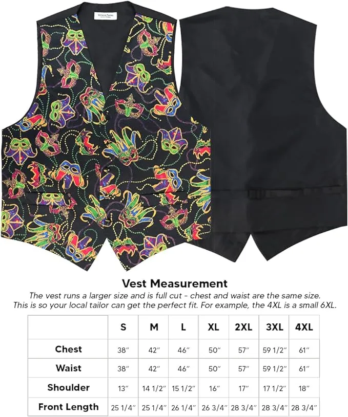 Vittorio Farina Men's Mardi Gras Satin Vest and Bow Tie Set