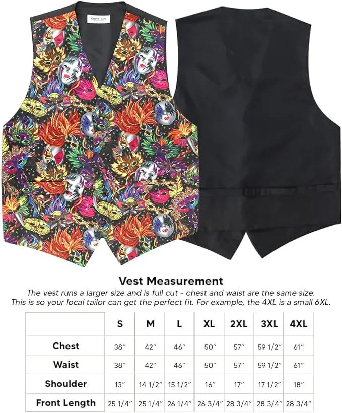 Vittorio Farina Men's Mardi Gras Satin Vest and Bow Tie Set