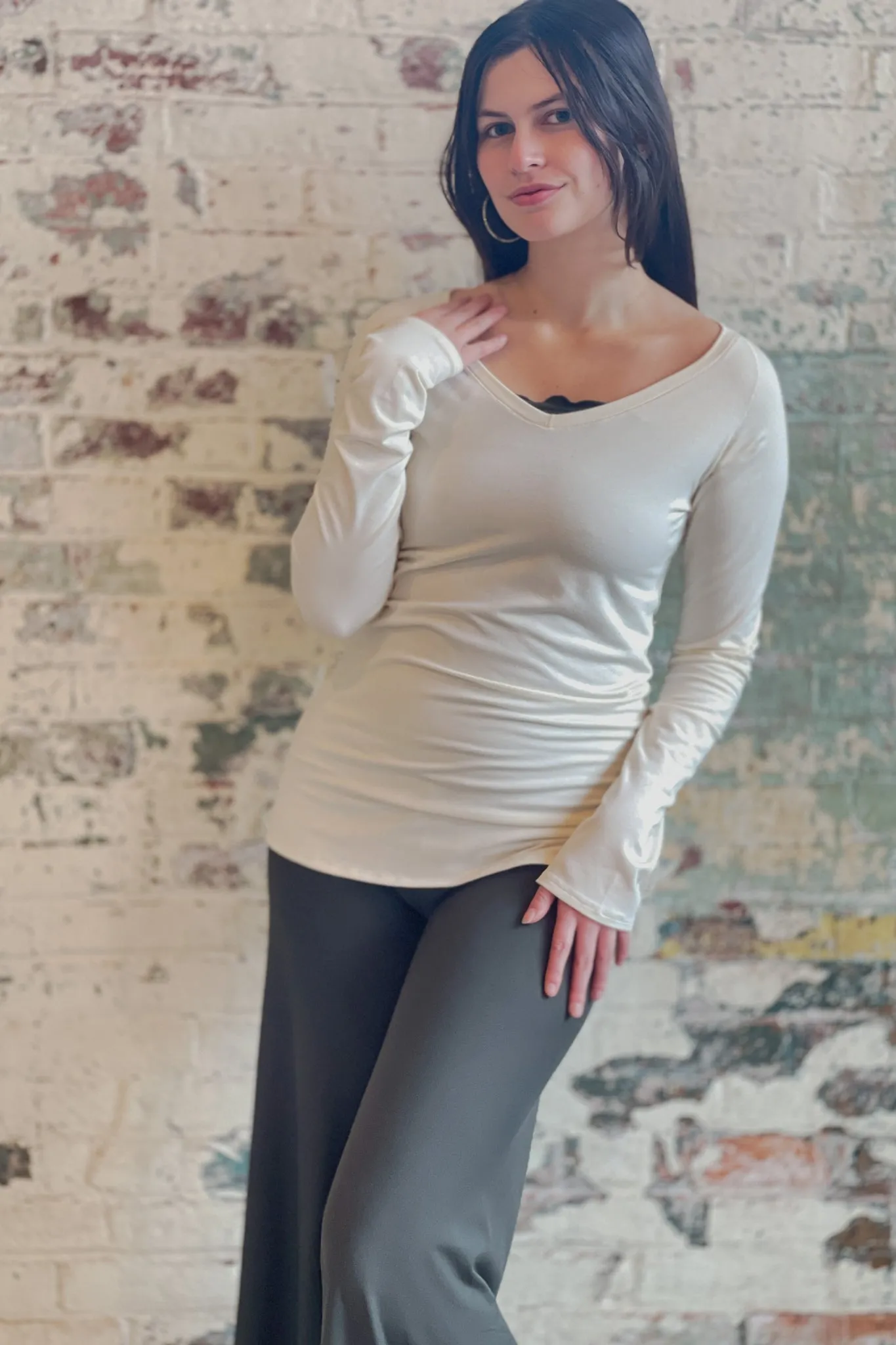 VNECK long sleeve tunic shirt