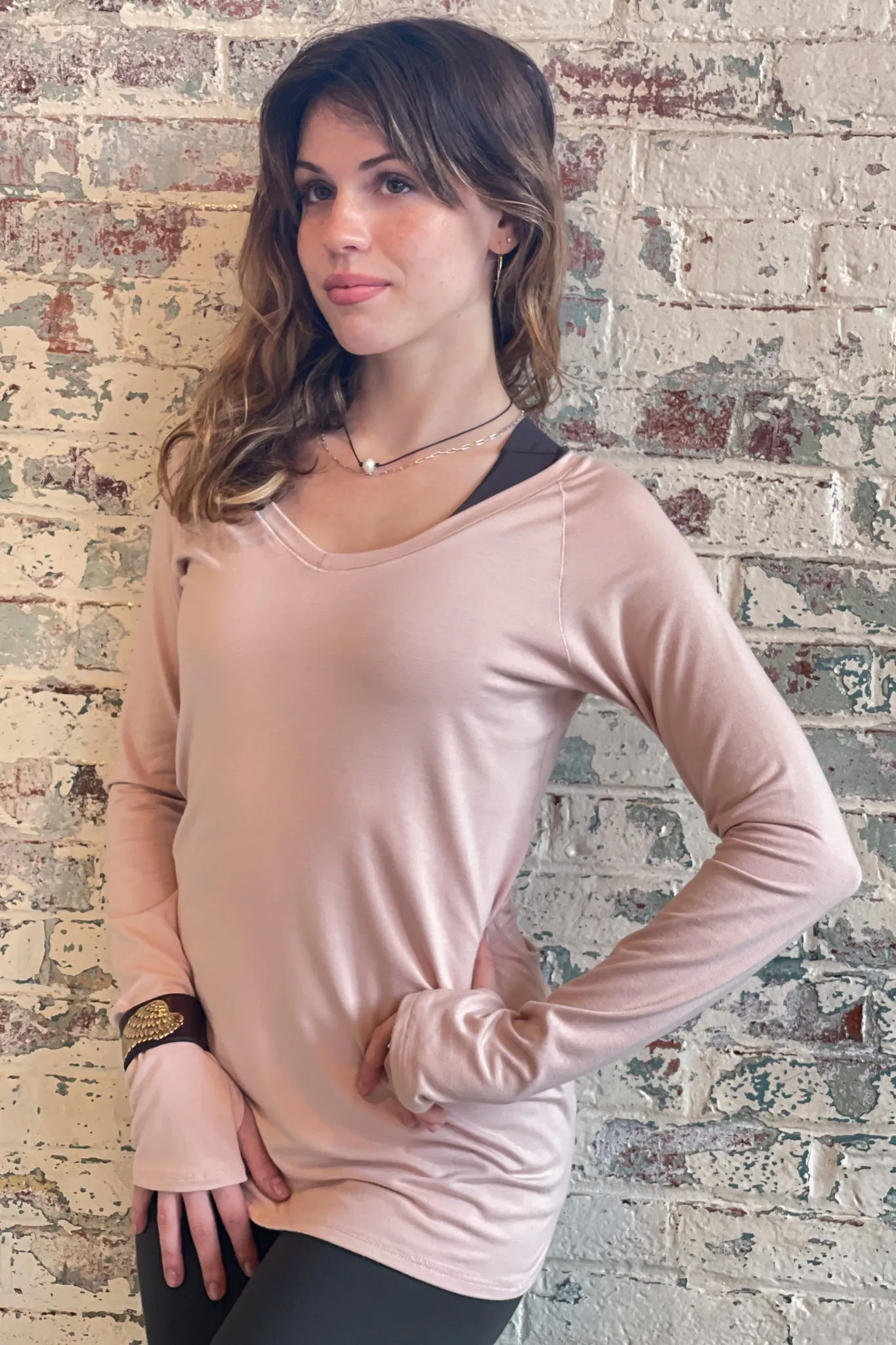 VNECK long sleeve tunic shirt