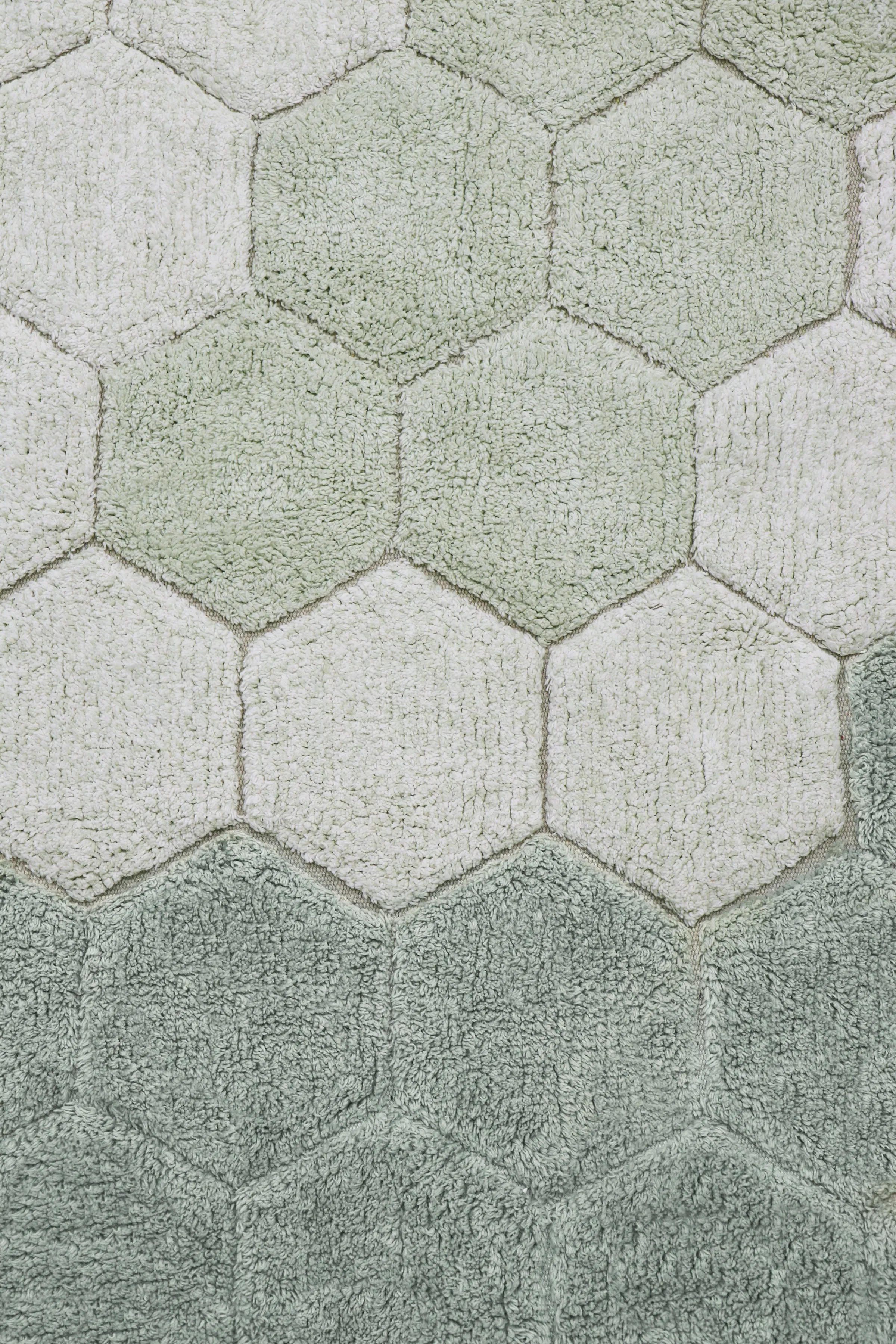 WASHABLE ROUND RUG HONEYCOMB BLUE SAGE