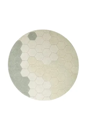 WASHABLE ROUND RUG HONEYCOMB BLUE SAGE