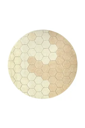 WASHABLE ROUND RUG HONEYCOMB GOLDEN