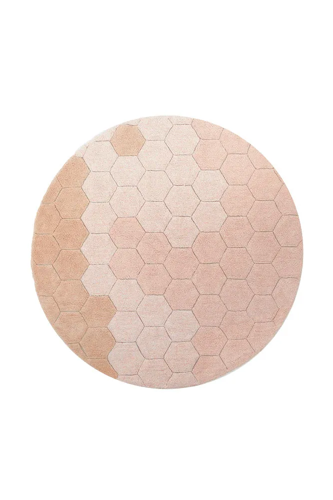 WASHABLE ROUND RUG HONEYCOMB ROSE