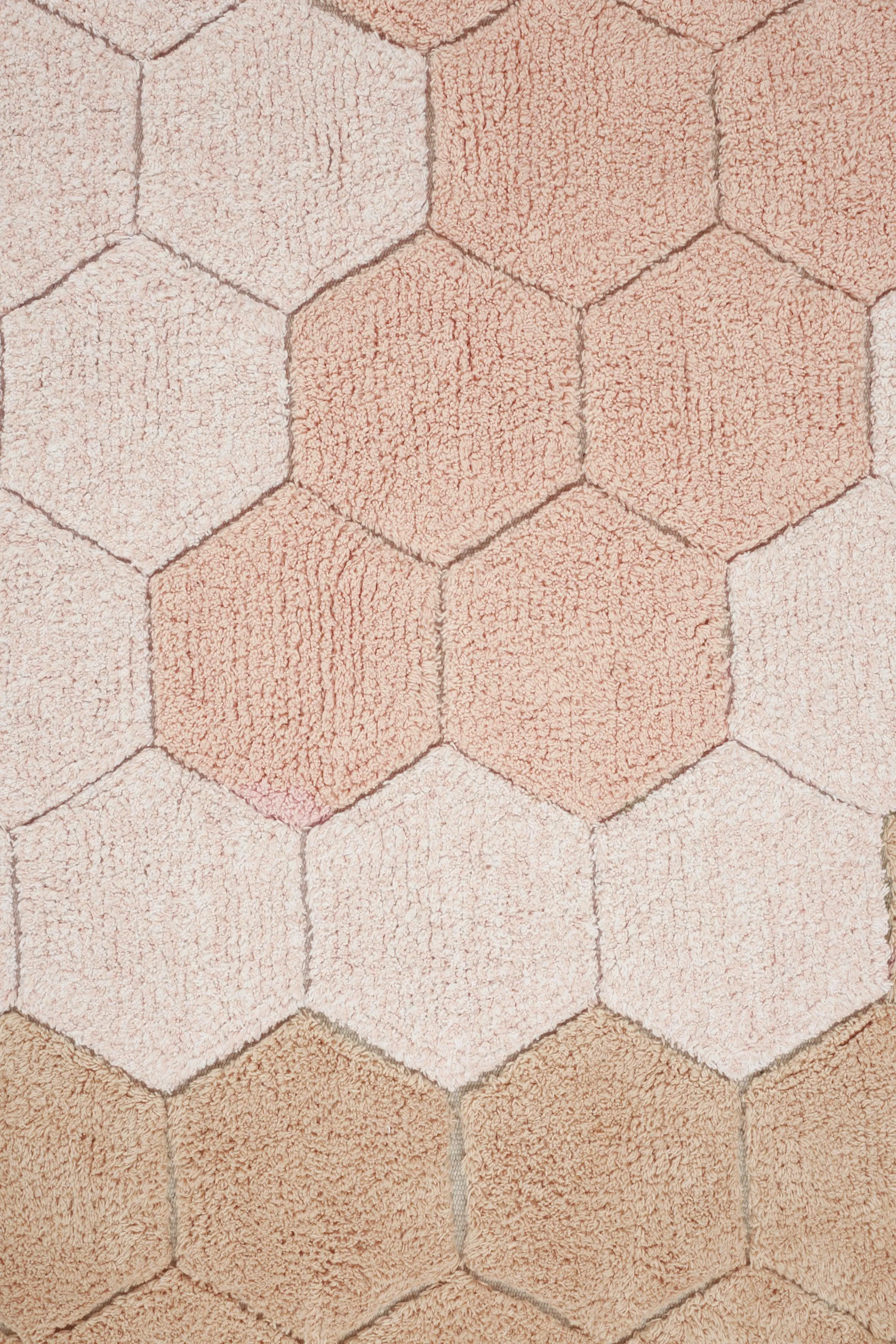 WASHABLE ROUND RUG HONEYCOMB ROSE