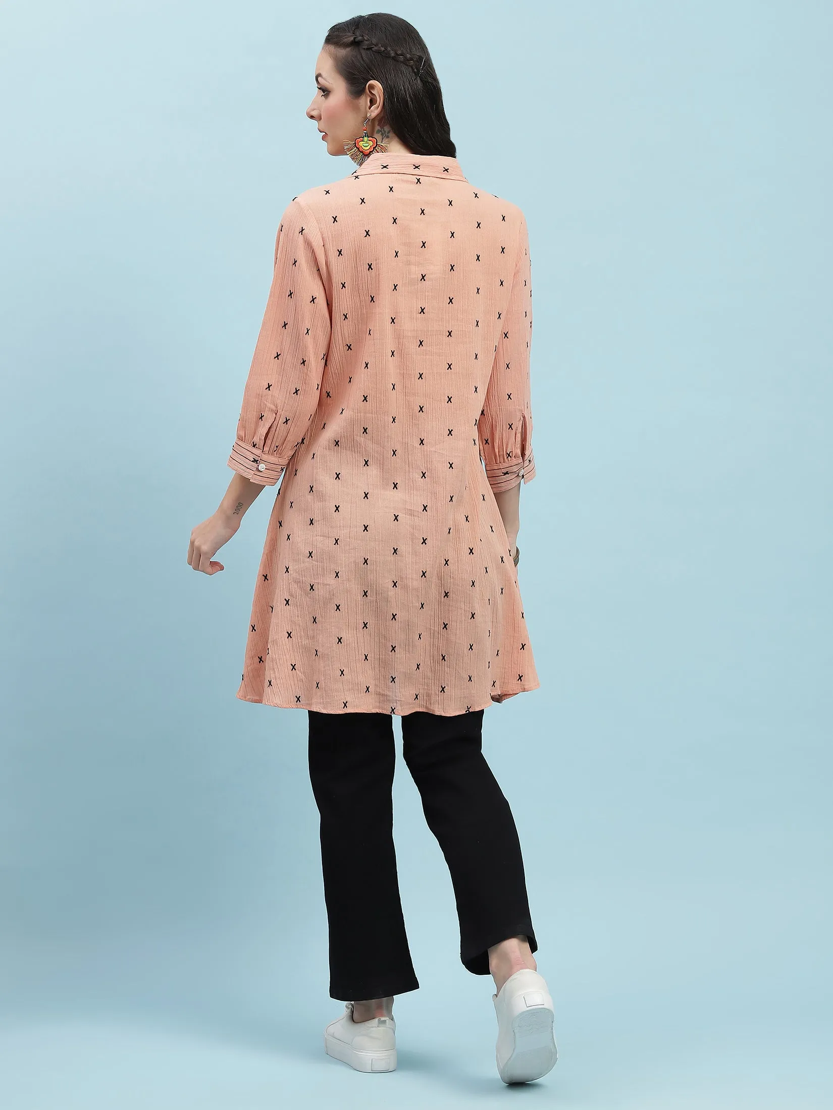 Women Peach Solid Tunic