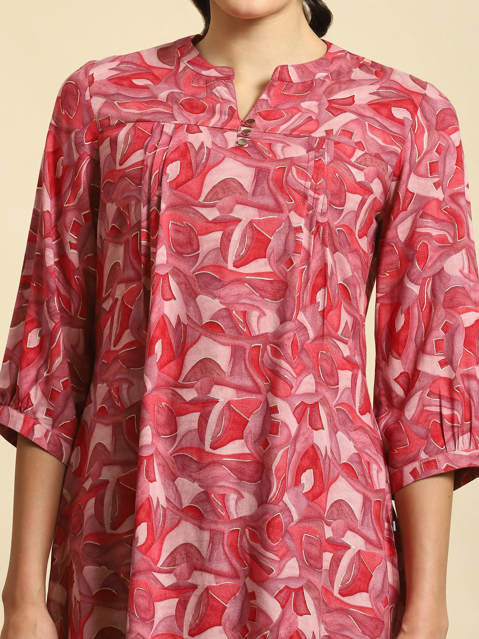 Women Pink Abstract Print Tunic