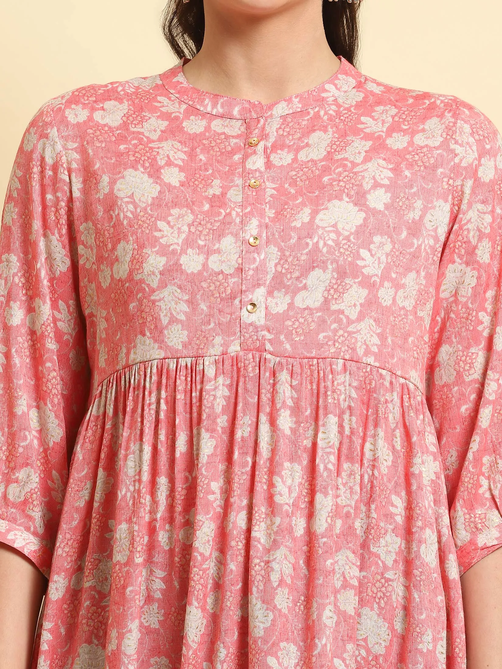 Women Pink Fit And Flare Tunic